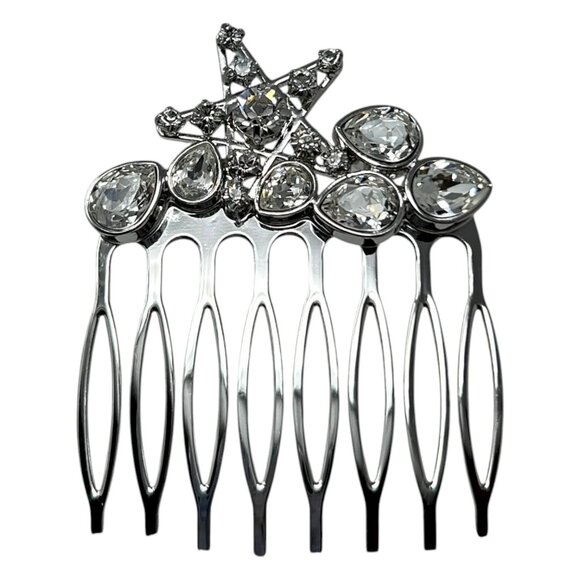 Swarovski Bailee Star Silver Tone Crystal Hair Comb Sparkling Wedding Formal - Picture 2 of 13